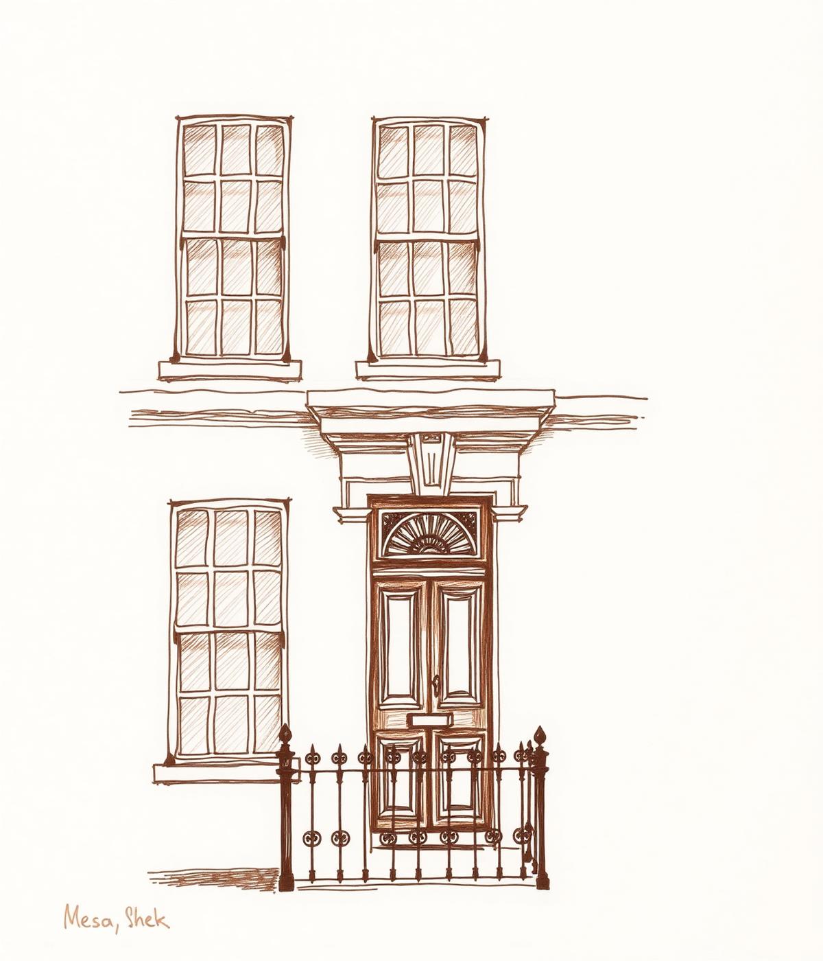 Sketch of a London townhouse facade